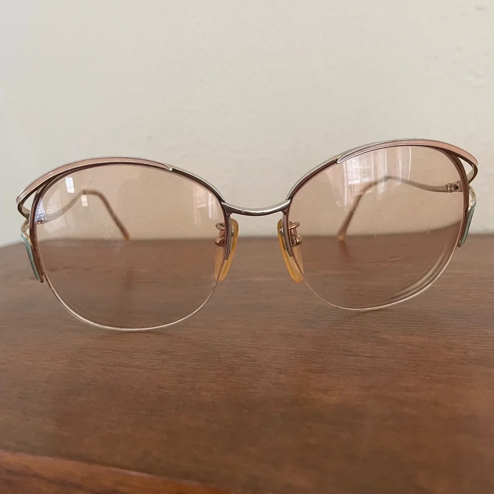 Vintage‎ Oversized Round Eyeglasses FRAMES ONLY Enamel Optiline 4256 Germany